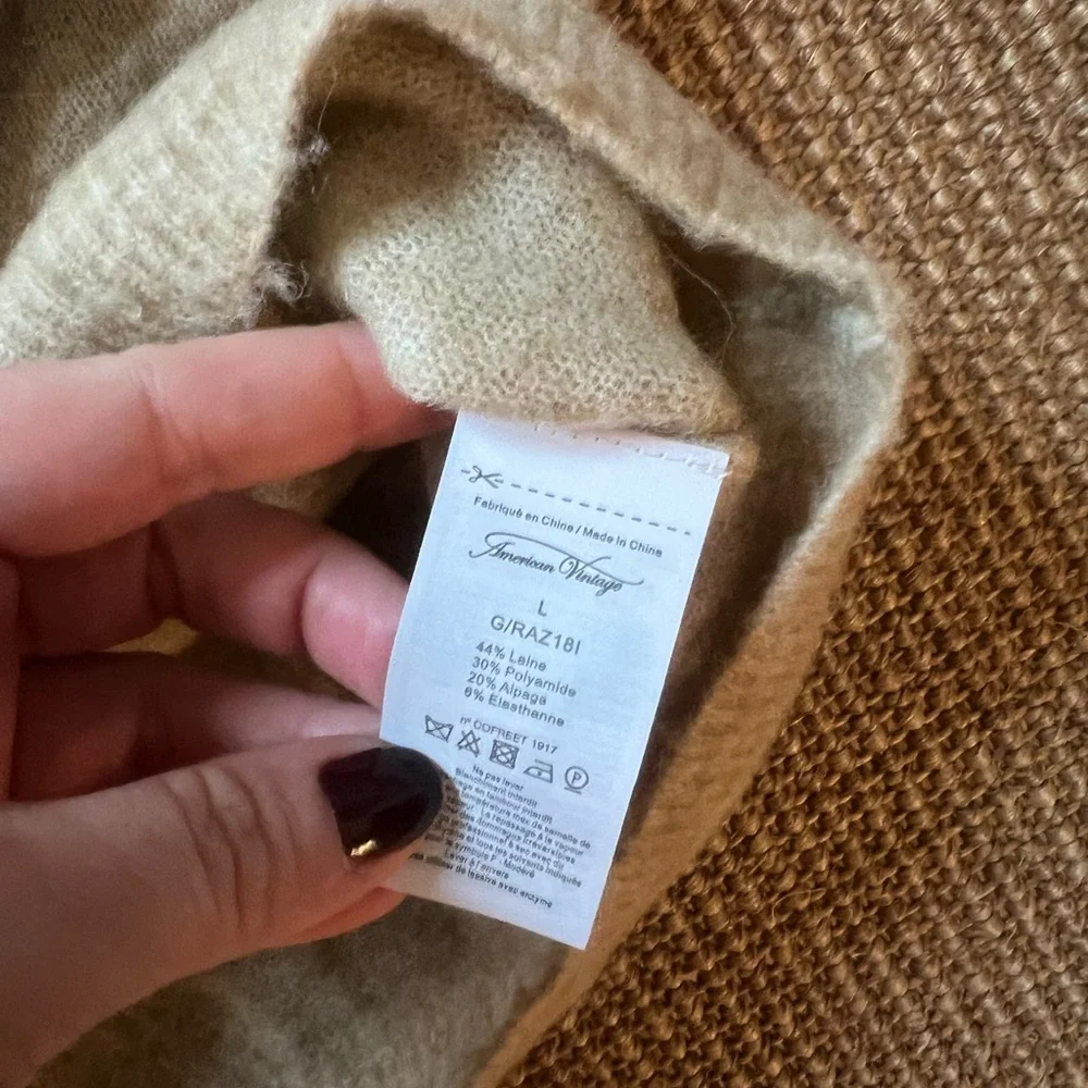 American Vintage V-Neck Sweater - Beige - Picture 4 of 4